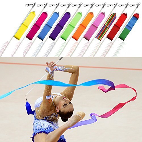 4M Gym Dance Ribbon Rhythmic Art Gymnastic Dancing Streamers Baton Twirling  Rod