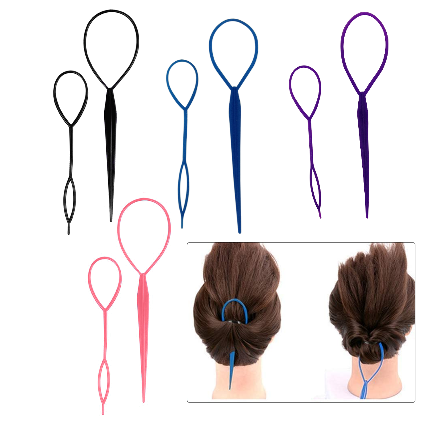 2Pcs Hair Tool Ponytail Creator Plastic Loop Styling Tools Pony