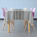 Grey Table Cloth with Embroidery Stitch & Fringe Tassels, Rectangle Wrinkle Free Anti-Fading Table Cover for Kitchen Dinning Thanksgiving Christmas