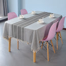 Grey Table Cloth with Embroidery Stitch & Fringe Tassels, Rectangle Wrinkle Free Anti-Fading Table Cover for Kitchen Dinning Thanksgiving Christmas