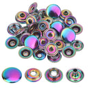 Brass Press Studs - 4 Part - 15mm Large in - Rainbow - (Pack of 10)