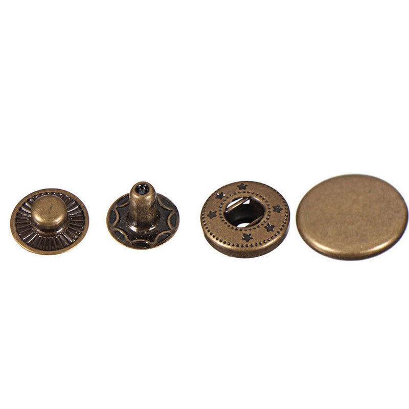 10 x 12mm Trimming Shop Printed S Spring Press Studs in Bronze