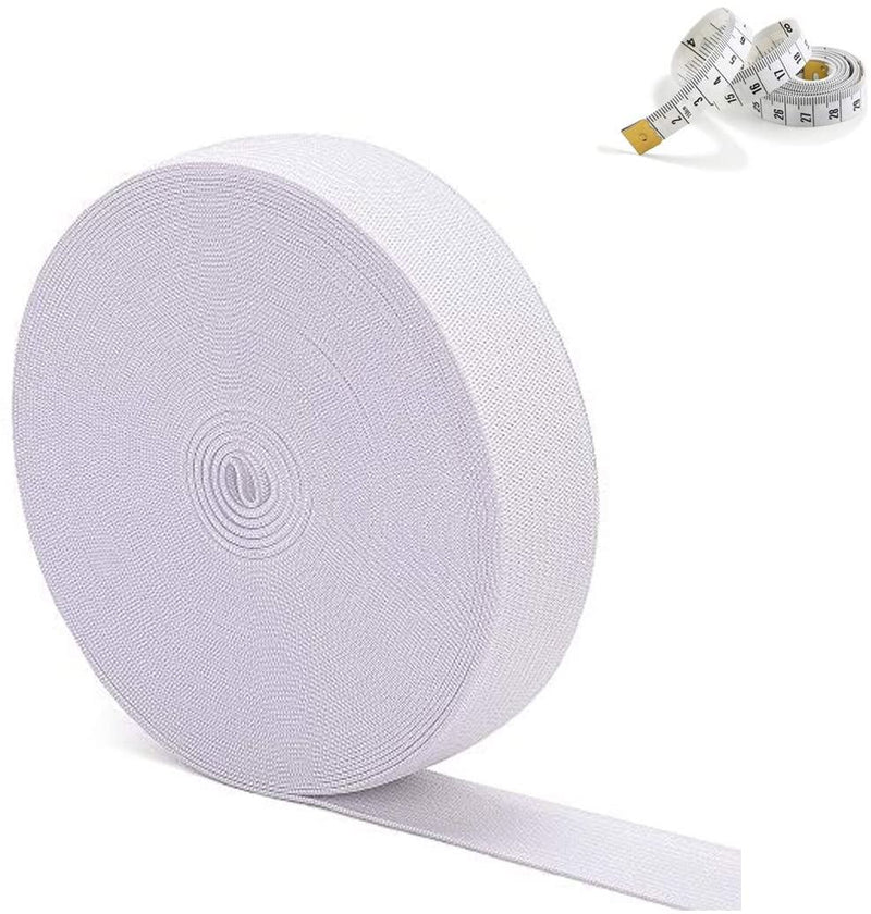 Flat Elastic for Sewing, Replacement, Beading, Knitting, Strapping, Banding and DIY Crafts - White - 32mm Wide x 5 Metres