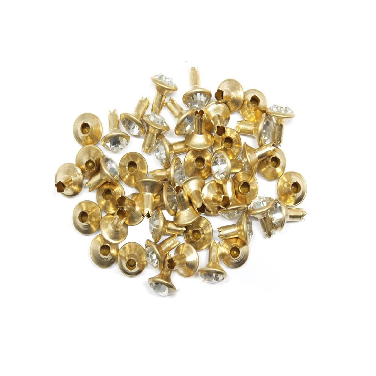 Diamante Rivets - 8mm - Clear with Gold