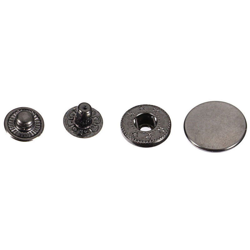 10 x 17mm Trimming Shop Printed S Spring Press Studs in Gunmetal Black