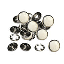 12mm Pearl White Cap with 10mm Open Ring Snap Poppers (Pack of 50)