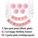 Happy Birthday Decorations Set - Pink