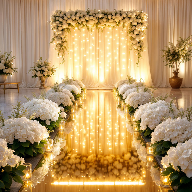 1.2m x 10m Mirror Carpet Aisle Runner, Silver/Gold Double-Sided Reflective Event Flooring