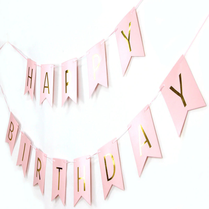 Happy Birthday Decorations Set - Pink