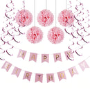 Happy Birthday Decorations Set - Pink