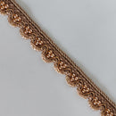 25mm Wide Indian Peach Pearl Studded Lace - Rose Gold - 4 Metres
