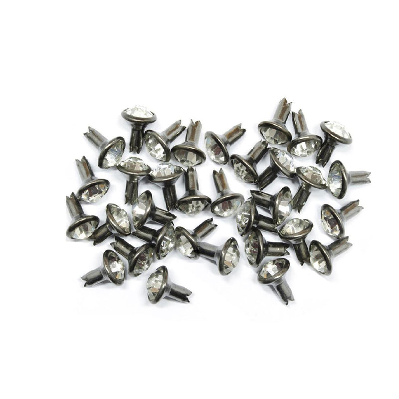 Diamante Rivets - 10mm - Clear with Black - (Pack of 10) -