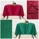 90x90 Inch Damask Table Cloth Scrolled Leaves Pattern, Square Linen Table Cover for Banquet, Christmas, Xmas, Dining Parties, Home, Kitchen, Restaurant, Wedding