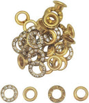 6mm Gold Diamante Studded Eyelets with Washers - 50pcs