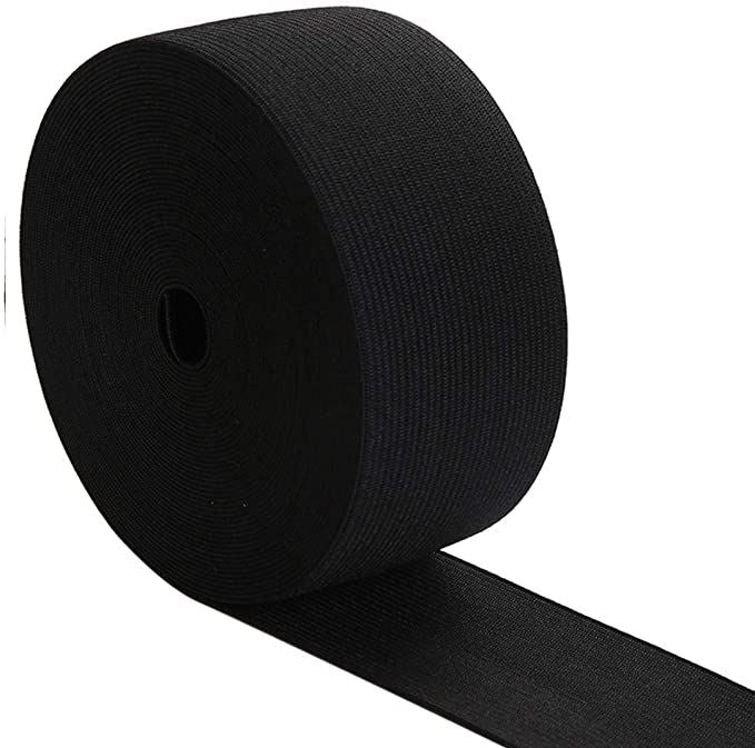 Flat Elastic for Sewing, Replacement, Beading, Knitting, Strapping, Banding and DIY Crafts - Black - 50mm Wide x 5 Metres