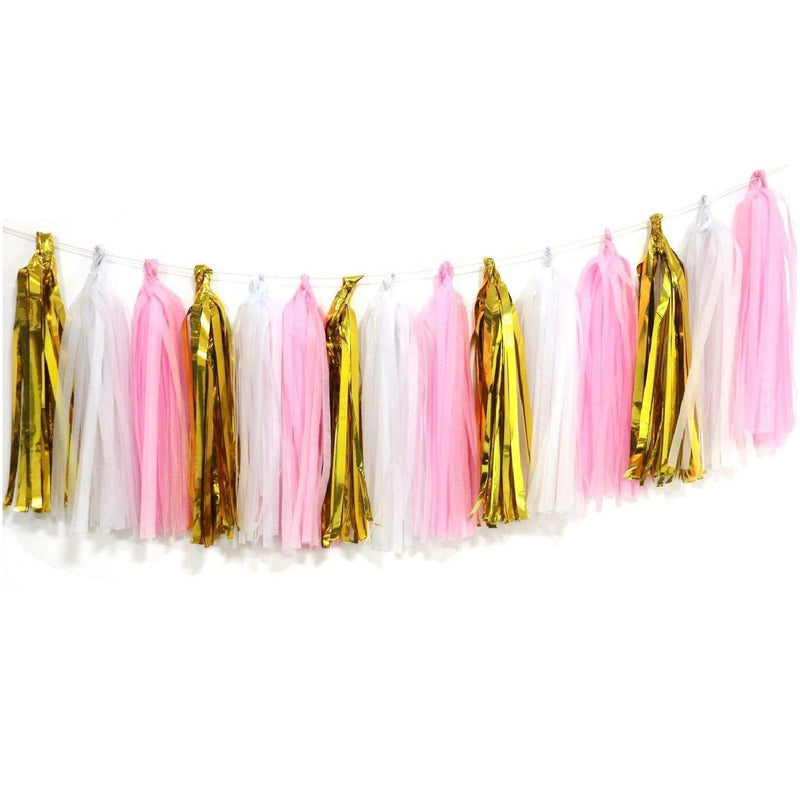 Happy Birthday Decorations Set - Gold, White & Pink