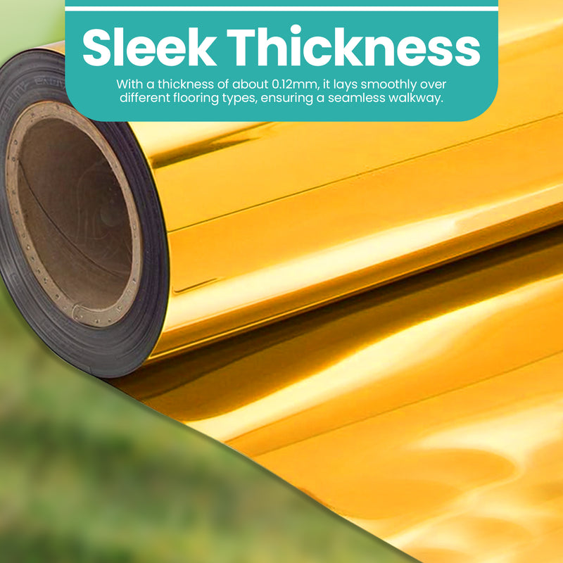 1.2m x 10m Mirror Carpet Aisle Runner, Silver/Gold Double-Sided Reflective Event Flooring