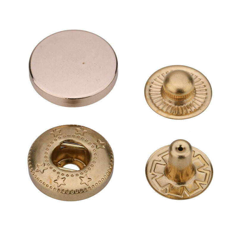 12.5mm S Spring Press Studs 4PA WITH ALLOY TOP (633) - Gold
