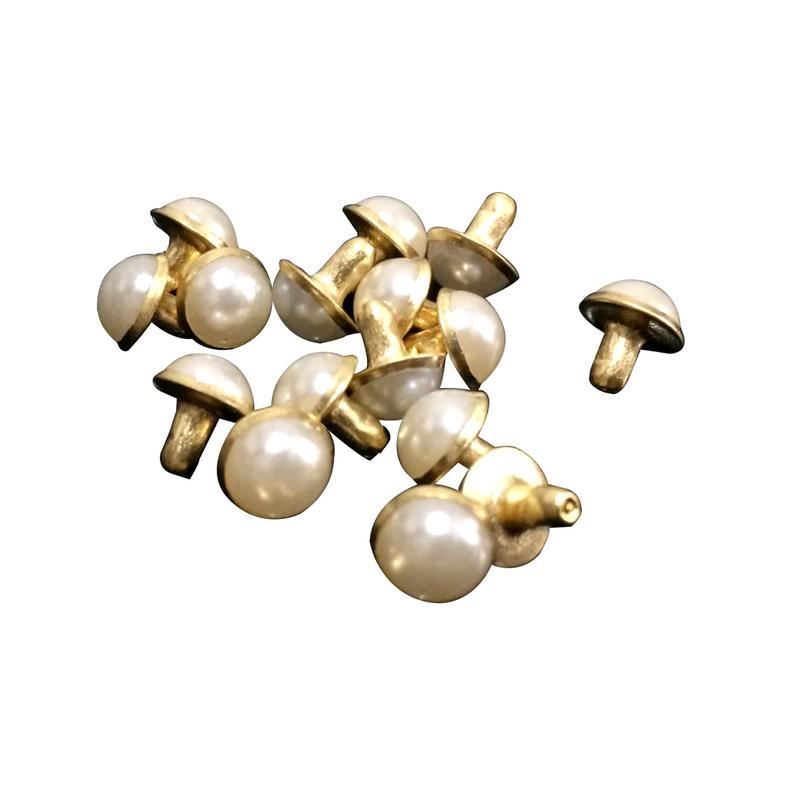 10 x 12.5mm Gold Casting Pearl Rivets with Gold Caps