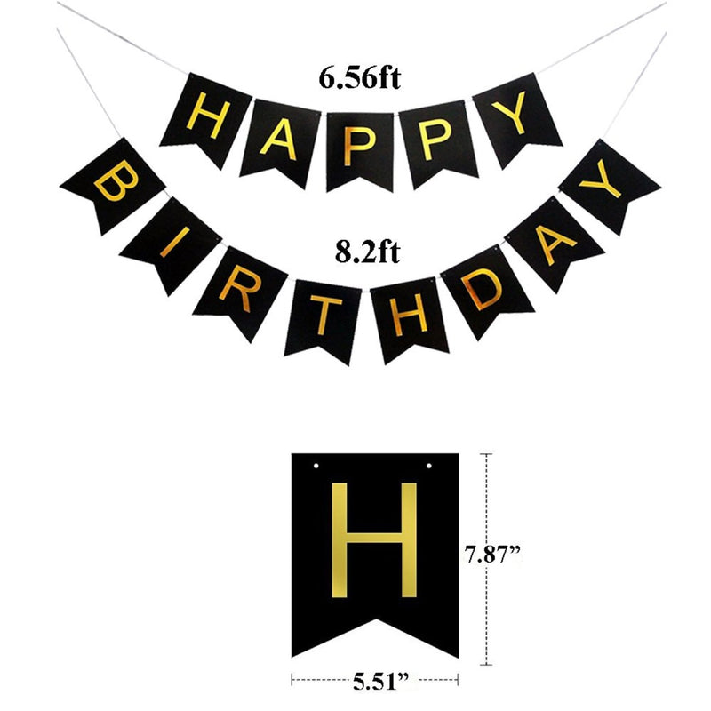 Happy Birthday Decorations Set - Black & Gold