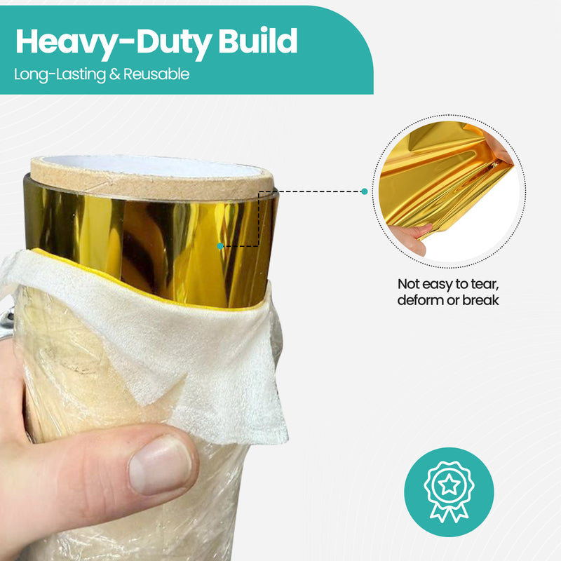 1.2m x 10m Mirror Carpet Aisle Runner, Silver/Gold Double-Sided Reflective Event Flooring