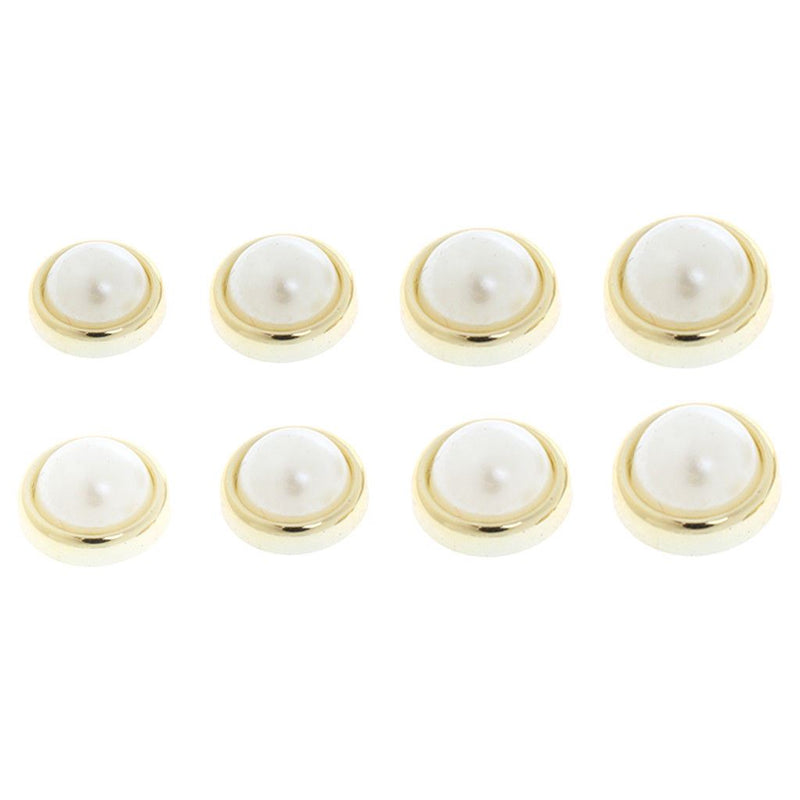 10mm Half round pearl rivets with pins - Gold base - (Pack of 50)