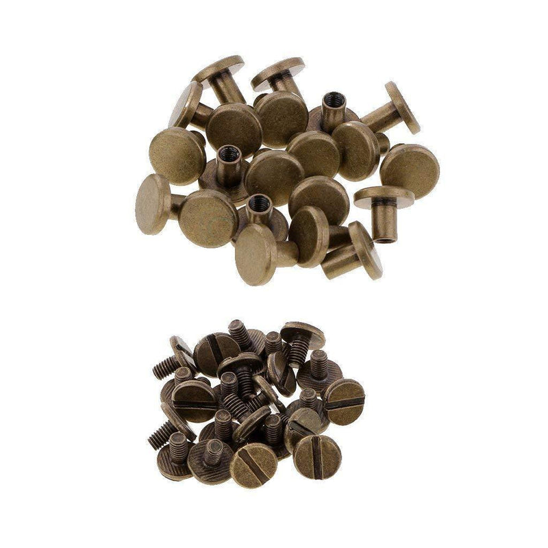 10 Pieces Chicago Screwback Studs - 9 x 6mm in Bronze