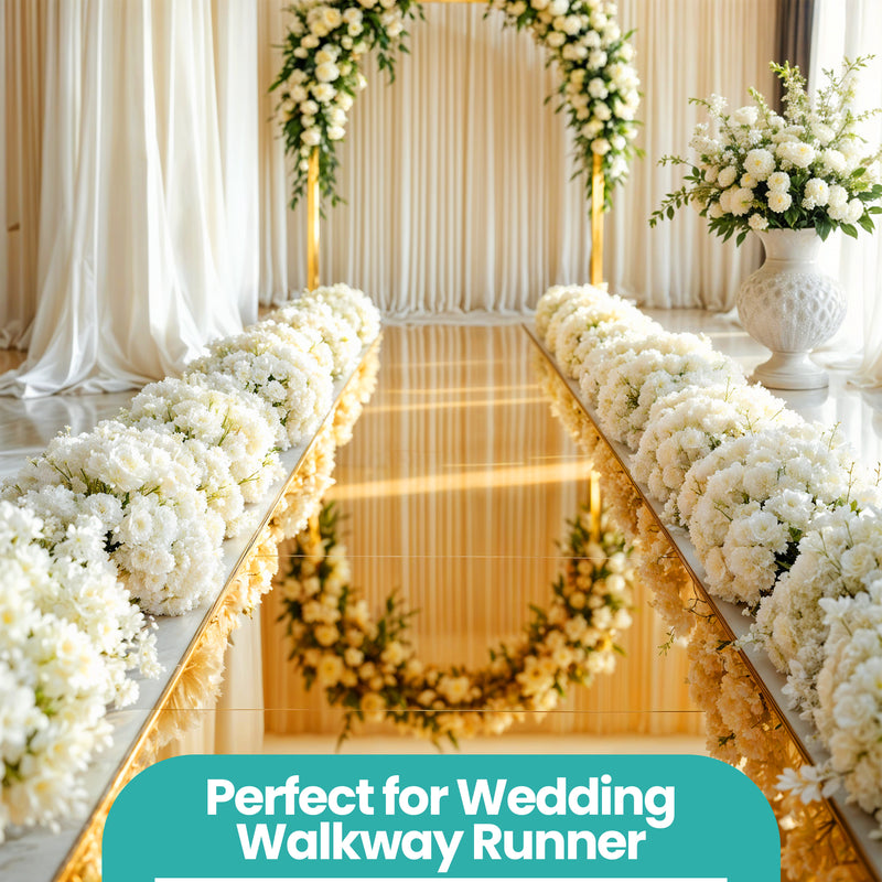 1.2m x 10m Mirror Carpet Aisle Runner, Silver/Gold Double-Sided Reflective Event Flooring