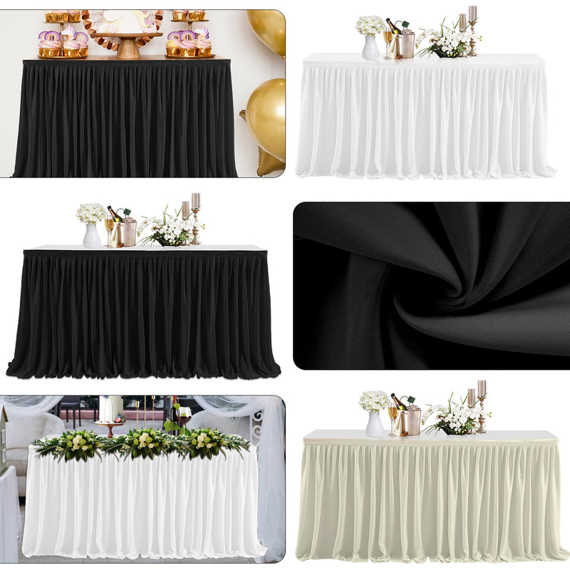 Table Skirt, Rectangle Polyester Table Skirts for Table Decoration for Party, Wedding, Birthday, Banquet, Events