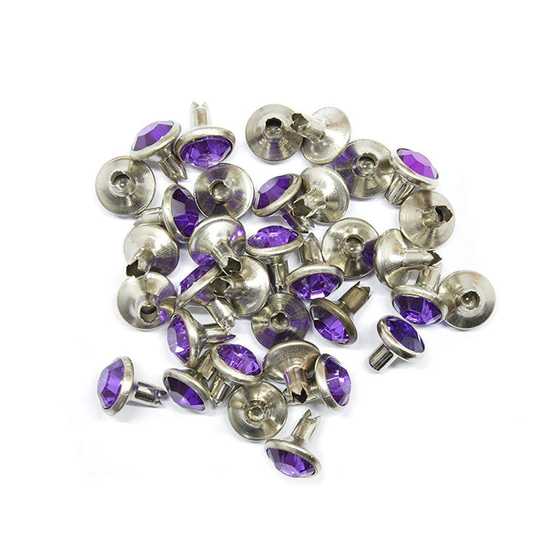 Diamante Rivets - 8mm - Purple - A20