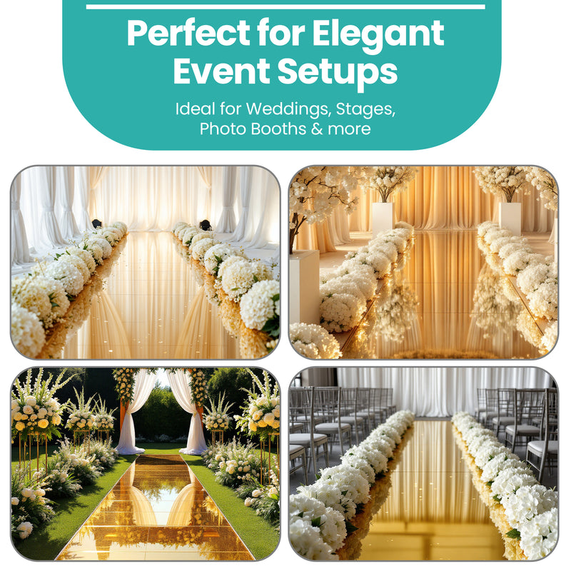 1.2m x 10m Mirror Carpet Aisle Runner, Silver/Gold Double-Sided Reflective Event Flooring