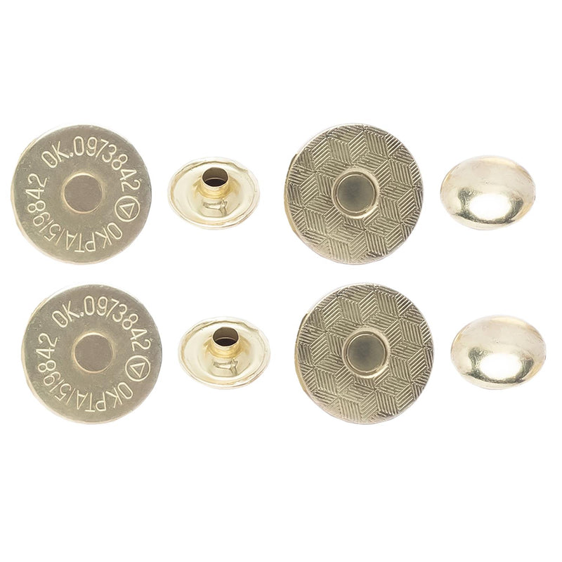 Laser Cut Double Rivet Magnetic snaps clasps - 18mm - Gold - 10