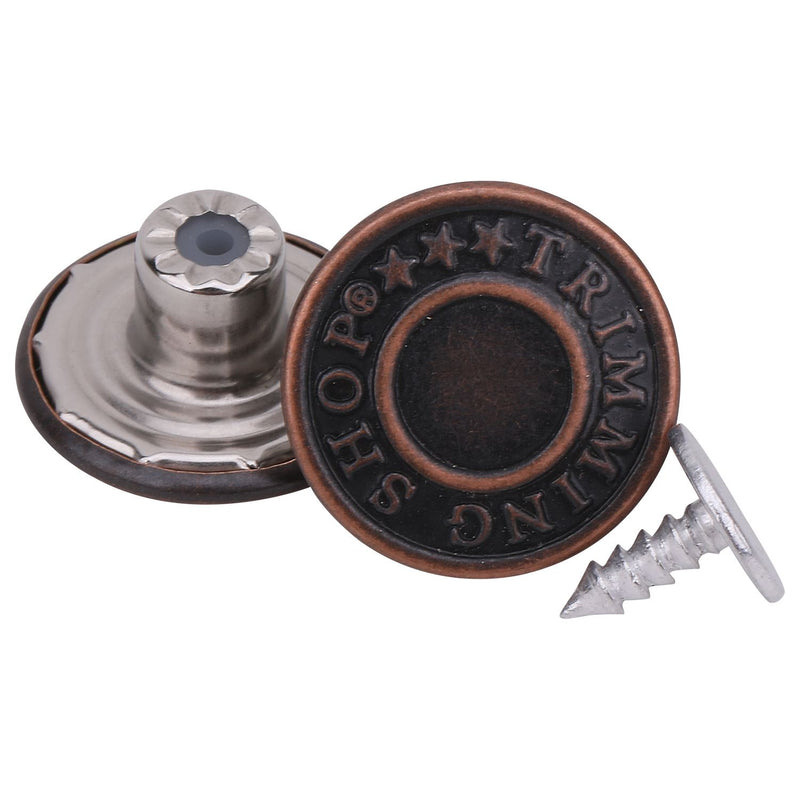 20mm Copper Trimming Shop Printed Closed Version Jean Buttons - 10pcs