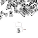 10x12mm Silver Chicago Screwback Studs - Pack of 10