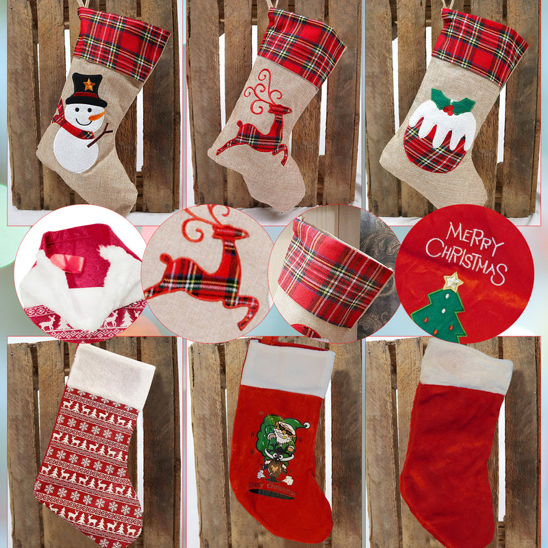 Christmas Santa Stocking Large Santa Sock for Hanging Gift & Candy Pouch Xmas Tree & Fireplace Holiday Party & Home Decorations