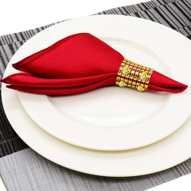 Bling Gold Heart Shaped Napkin Rings for Table Decoration, Dining, Wedding, 13cm x 4cm