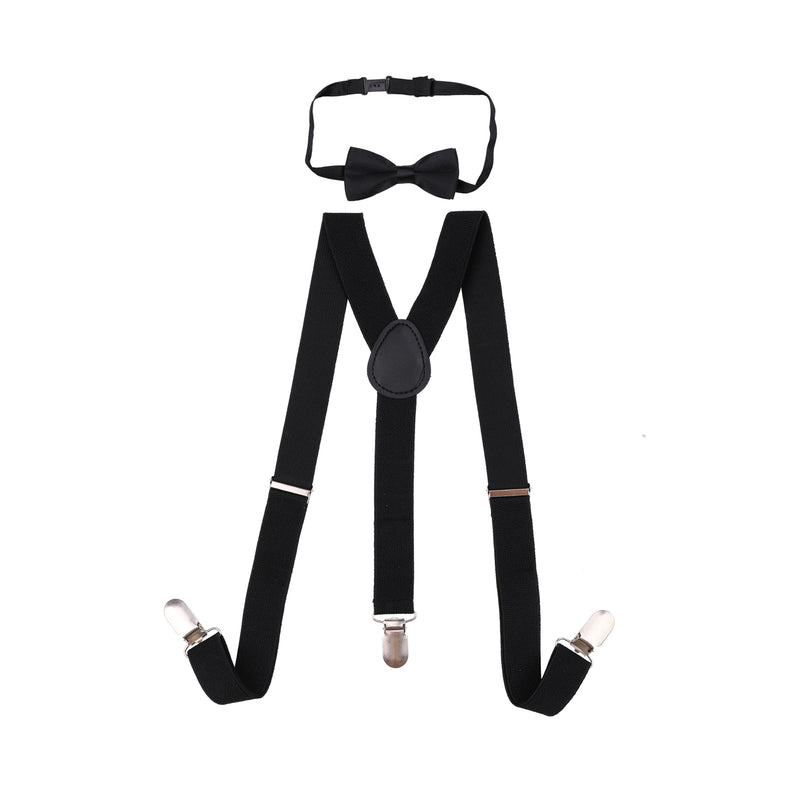 Kids Braces & Bow Tie Set, Fully Elasticated Y Shape Suspender, 25mm Wide