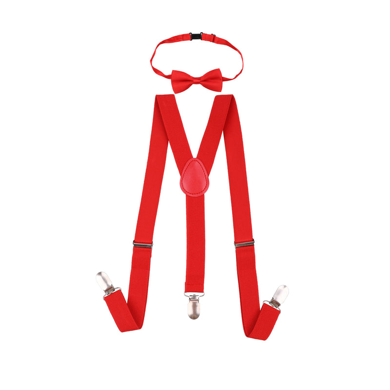 Kids Braces & Bow Tie Set, Fully Elasticated Y Shape Suspender, 25mm Wide