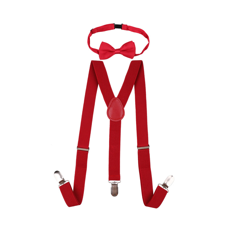 Kids Braces & Bow Tie Set, Fully Elasticated Y Shape Suspender, 25mm Wide