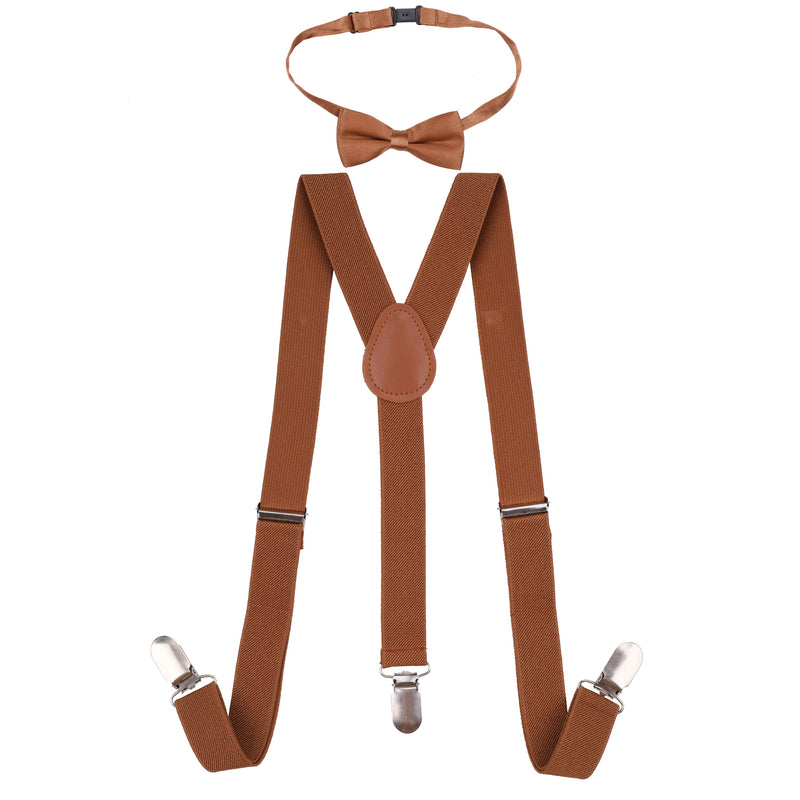 Kids Braces & Bow Tie Set, Fully Elastic Y Shape Suspender, 25mm Wide