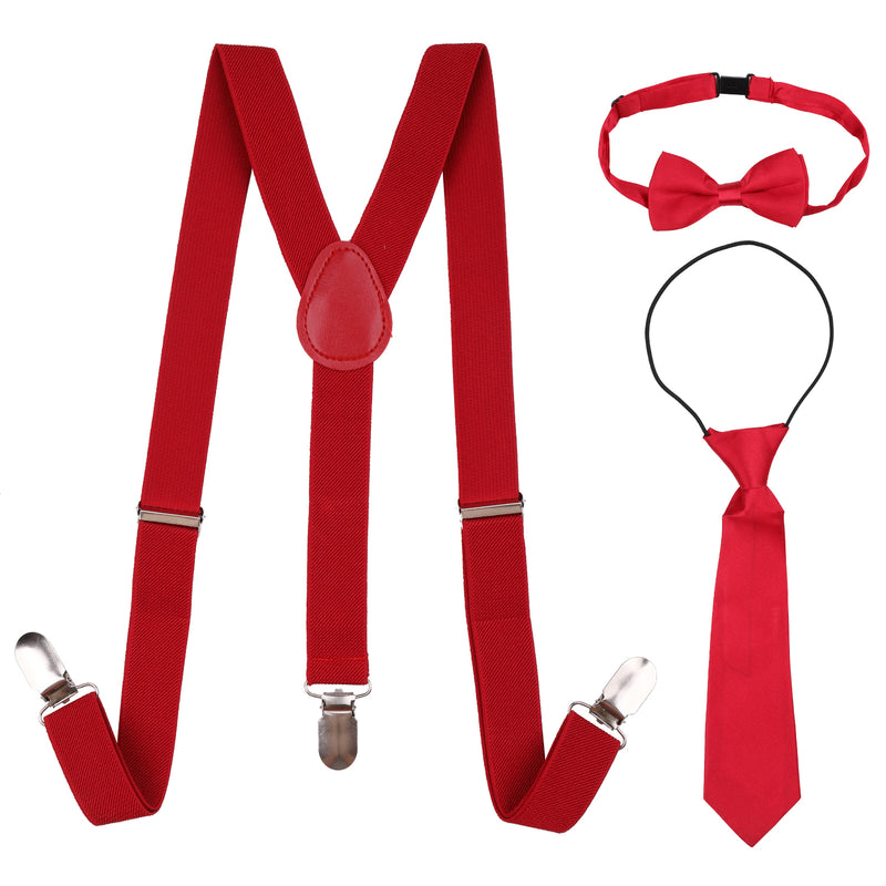 Kids Braces, Bow Tie & Necktie Set, 12-16 Years Y Shape Suspender