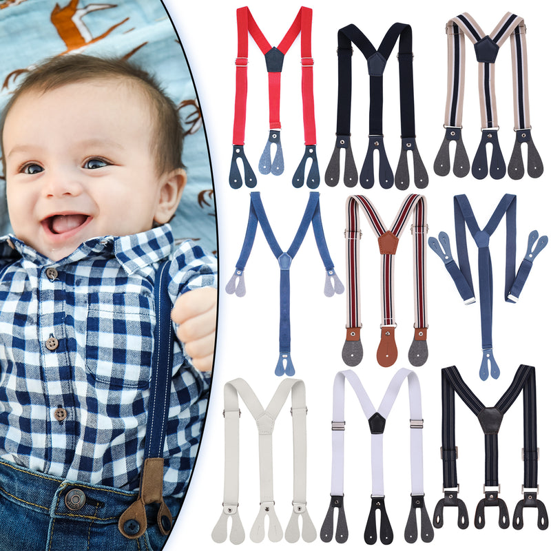 Kids Button Hole Elastic Braces Y-Back Suspender, 20mm Wide