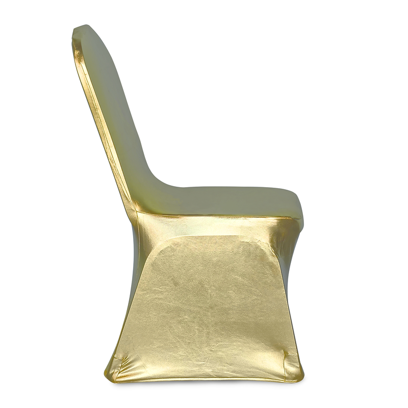 Premium Polyester Spandex Chair Covers - Shiny Gold