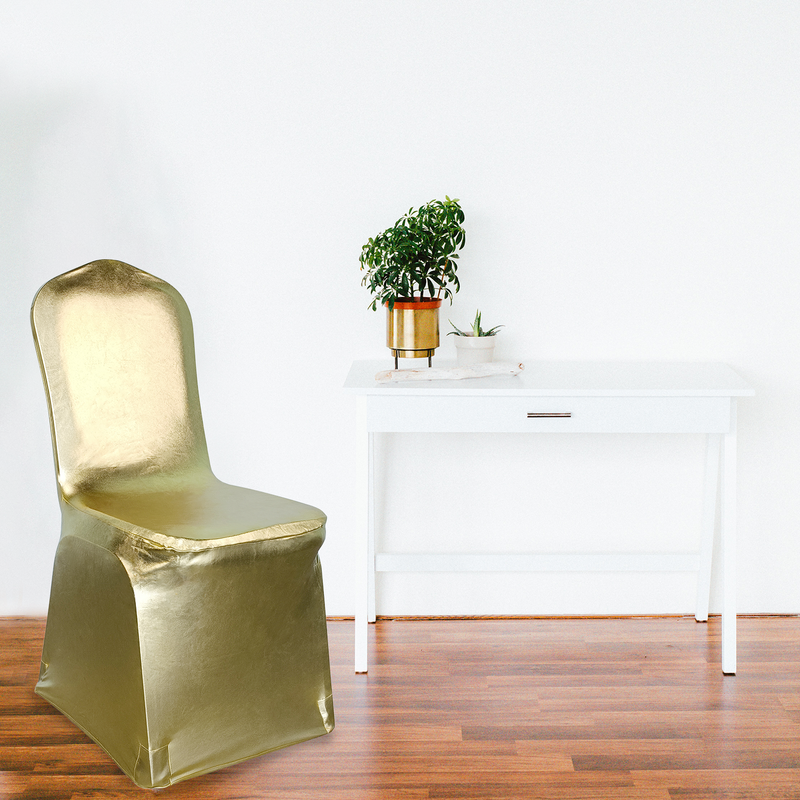 Premium Polyester Spandex Chair Covers - Shiny Gold