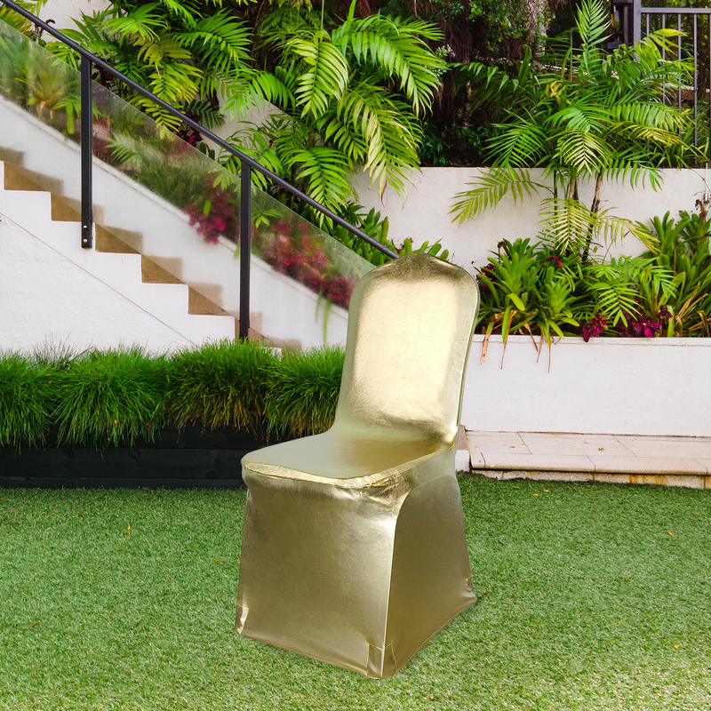 Premium Polyester Spandex Chair Covers - Shiny Gold
