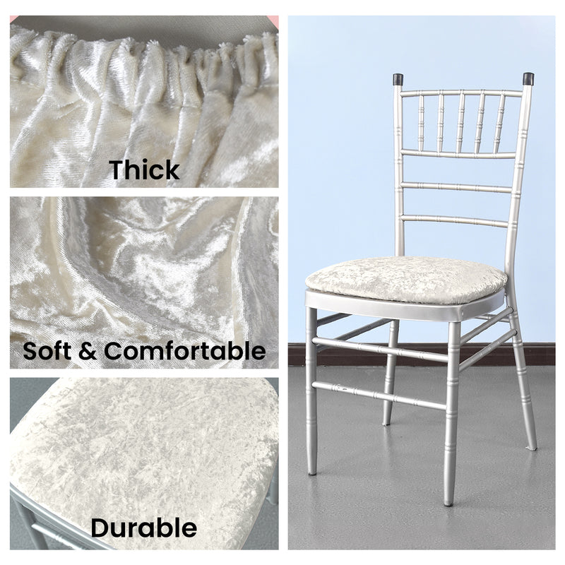 Crushed Velvet Seat Pad Covers for Chiavari Wedding Chairs