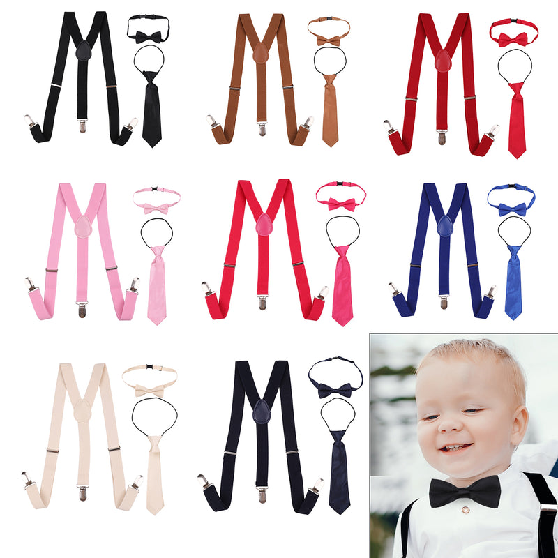 Kids Braces, Bow Tie & Necktie Set, 12-16 Years Y Shape Suspender