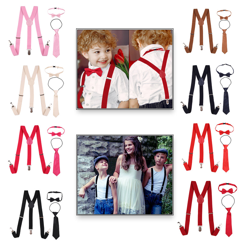 Kids Braces, Bow Tie & Necktie Set, 12-16 Years Y Shape Suspender