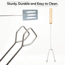 Wood & Stainless Steel 3-piece Barbecue Grill Accessories