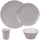 16 Piece Melamine Dinner Set, Plates, Dessert Plates, Bowls & Cups